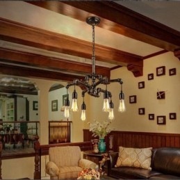 6 Light Retro Industrial Vintage Water Pipe κρεμαστό φως πολυέλαιος Country Rustic στυλ