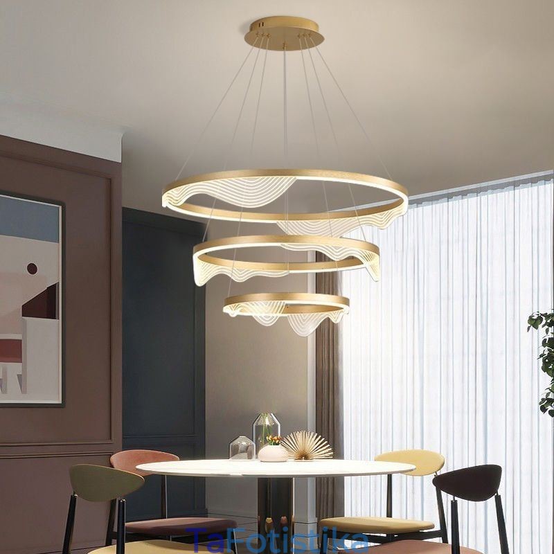 Κρεμαστό Φωτιστικό Golden Wave Ripple Hanging Light 3 Light