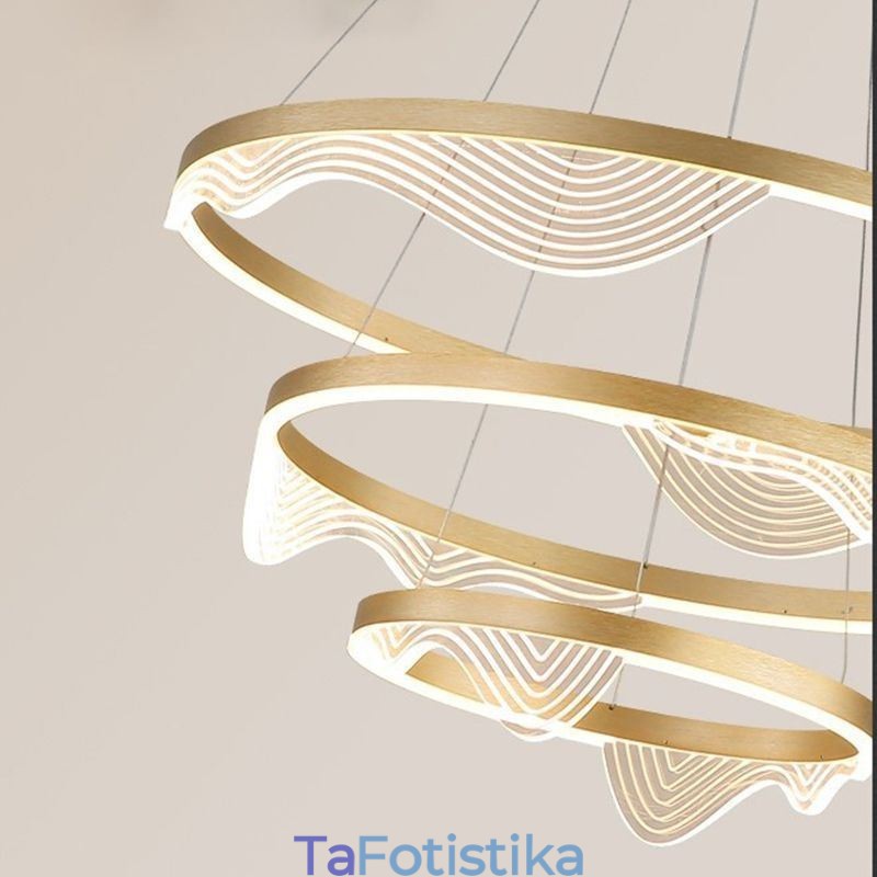 Κρεμαστό Φωτιστικό Golden Wave Ripple Hanging Light 3 Light