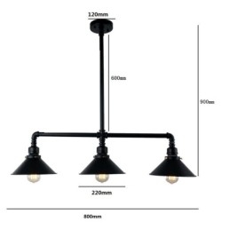 3 Light Retro Industrial Vintage Water Pipe κρεμαστό φως πολυέλαιος Country Rustic στυλ
