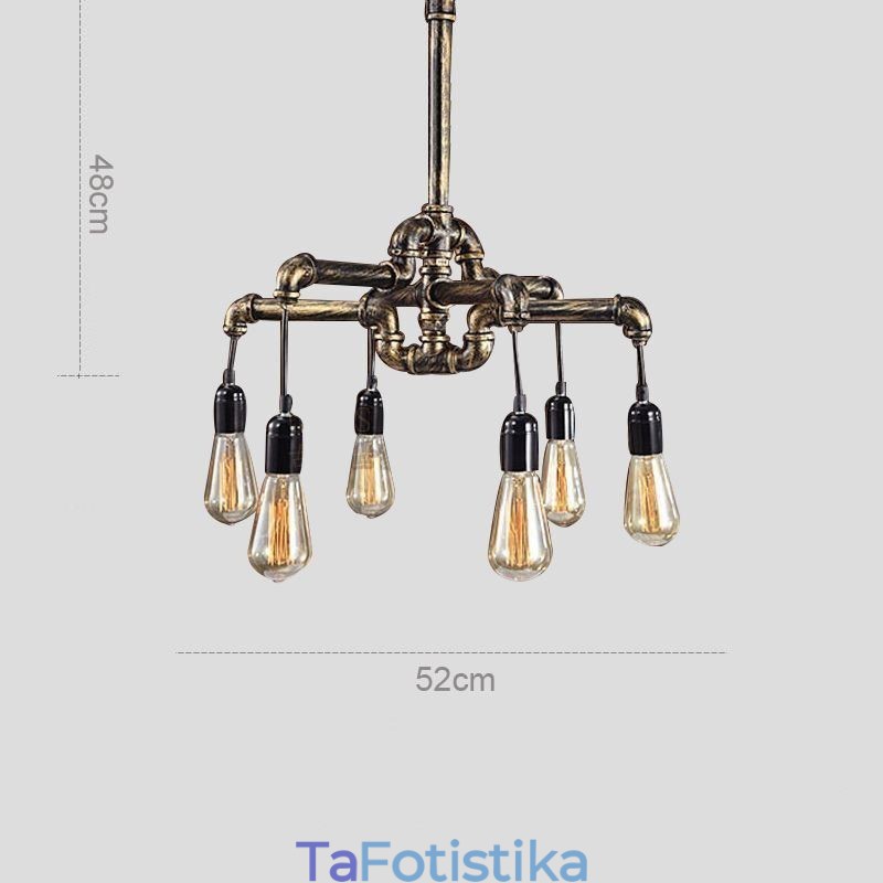 6 Light Retro Industrial Vintage Water Pipe κρεμαστό φως πολυέλαιος Country Rustic στυλ