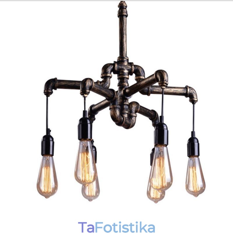 6 Light Retro Industrial Vintage Water Pipe κρεμαστό φως πολυέλαιος Country Rustic στυλ