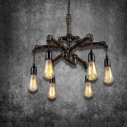 6 Light Retro Industrial Vintage Water Pipe κρεμαστό φως πολυέλαιος Country Rustic στυλ