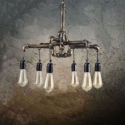 6 Light Retro Industrial Vintage Water Pipe κρεμαστό φως πολυέλαιος Country Rustic στυλ