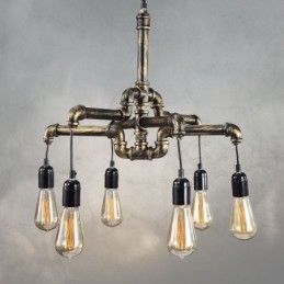 6 Light Retro Industrial Vintage Water Pipe κρεμαστό φως πολυέλαιος Country Rustic στυλ
