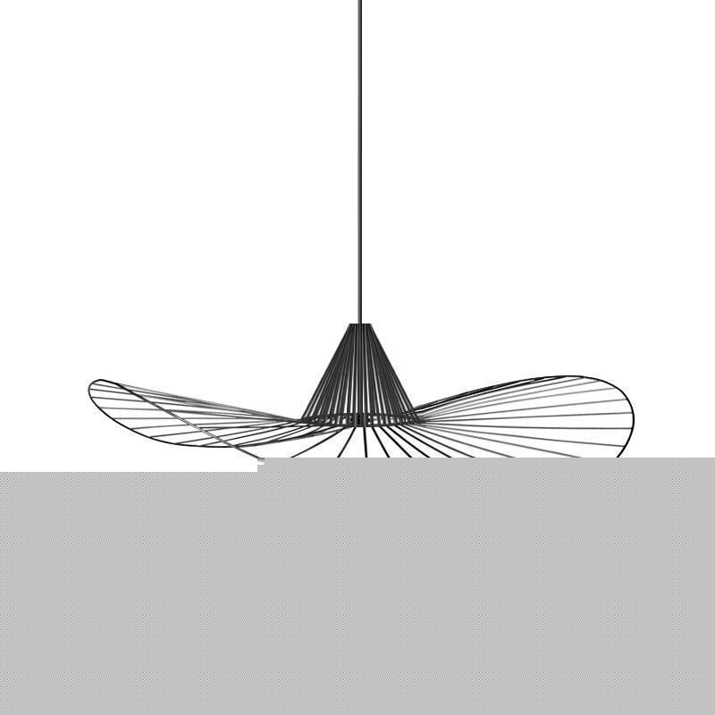 Σιδερένιο Κρεμαστό Φωτιστικό Απλό Ψάθινο Καπέλο Φωτιστικό 1 Φωτιστικό