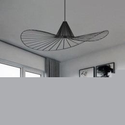 Σιδερένιο Κρεμαστό Φωτιστικό Απλό Ψάθινο Καπέλο Φωτιστικό 1 Φωτιστικό