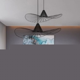 Σιδερένιο Κρεμαστό Φωτιστικό Απλό Ψάθινο Καπέλο Φωτιστικό 1 Φωτιστικό