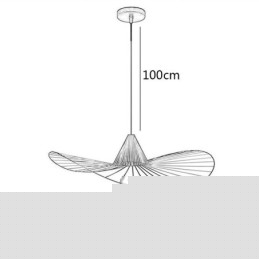 Σιδερένιο Κρεμαστό Φωτιστικό Απλό Ψάθινο Καπέλο Φωτιστικό 1 Φωτιστικό