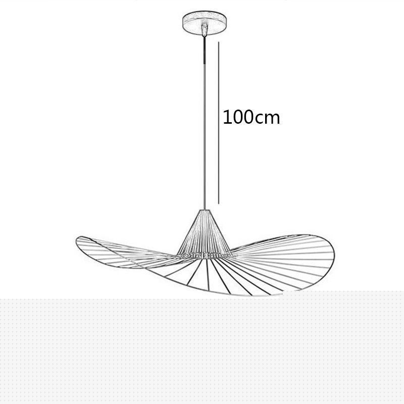Σιδερένιο Κρεμαστό Φωτιστικό Απλό Ψάθινο Καπέλο Φωτιστικό 1 Φωτιστικό
