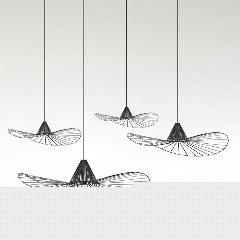 Σιδερένιο Κρεμαστό Φωτιστικό Απλό Ψάθινο Καπέλο Φωτιστικό 1 Φωτιστικό