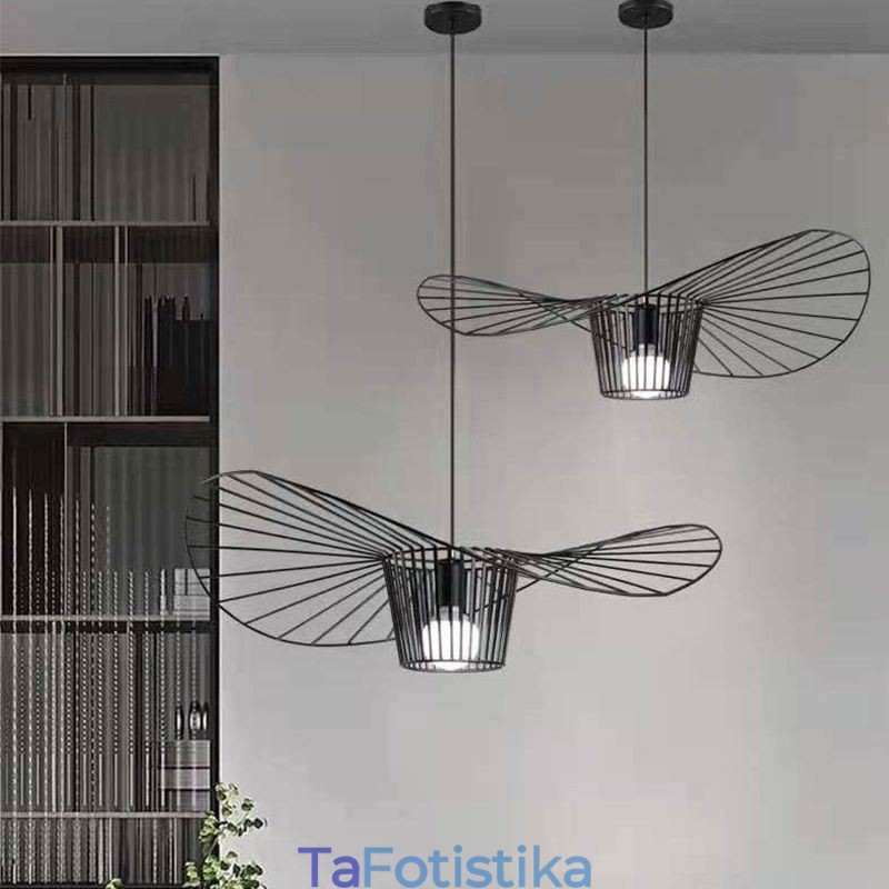 Σιδερένιο Κρεμαστό Φωτιστικό Ψάθινο Καπέλο Φωτιστικό 1 Φωτιστικό