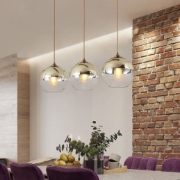Creative Iron+Glass Globe Κρεμαστό Φωτιστικό Διακοσμητικό Φωτιστικό