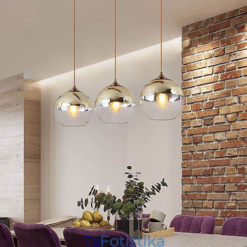 Creative Iron+Glass Globe Κρεμαστό Φωτιστικό Διακοσμητικό Φωτιστικό