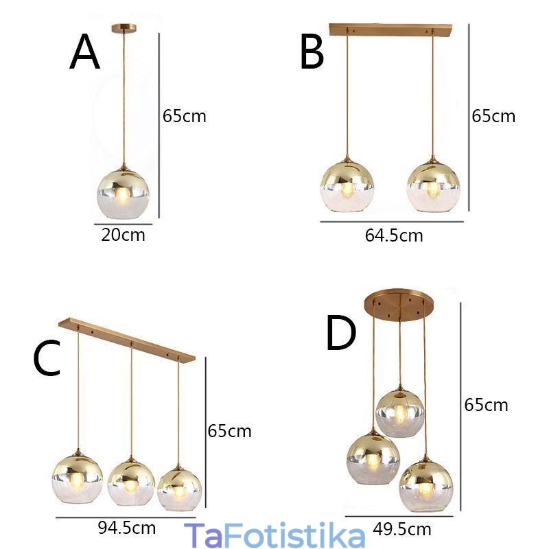Creative Iron+Glass Globe Κρεμαστό Φωτιστικό Διακοσμητικό Φωτιστικό