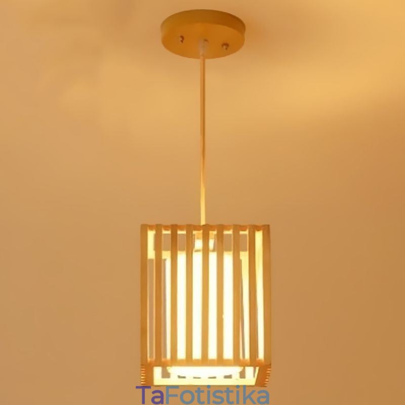 Μινιμαλιστικό Ξύλινο Φωτιστικό Κλουβί