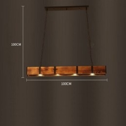 Κρεμαστό Φωτιστικό Industrial Style Ορθογώνιο Ξύλινο Φωτιστικό Οροφής Island