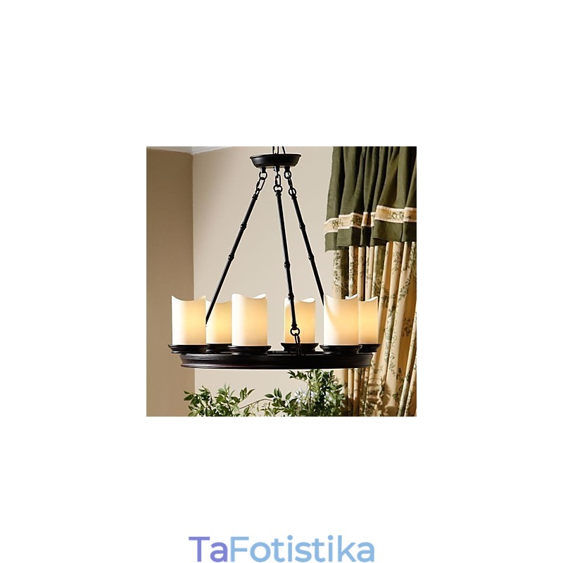 Vintage Πολυέλαιος 6 Φώτων Ατσάλι και Γυαλί