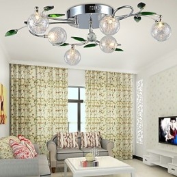 Chandelier 6 Light Country Aluminium Glass Chrom