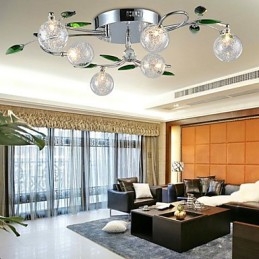 Chandelier 6 Light Country Aluminium Glass Chrom