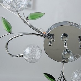 Chandelier 6 Light Country Aluminium Glass Chrom
