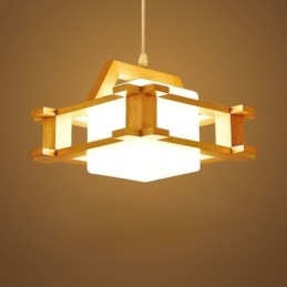 Δρύινο κρεμαστό φωτιστικό Nordic Style with Frosted Glass Lamp Shade Cafe