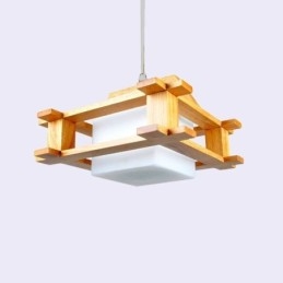 Δρύινο κρεμαστό φωτιστικό Nordic Style with Frosted Glass Lamp Shade Cafe