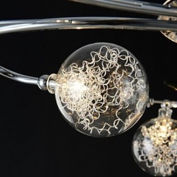 Chandelier 6 Light Country Aluminium Glass Chrom