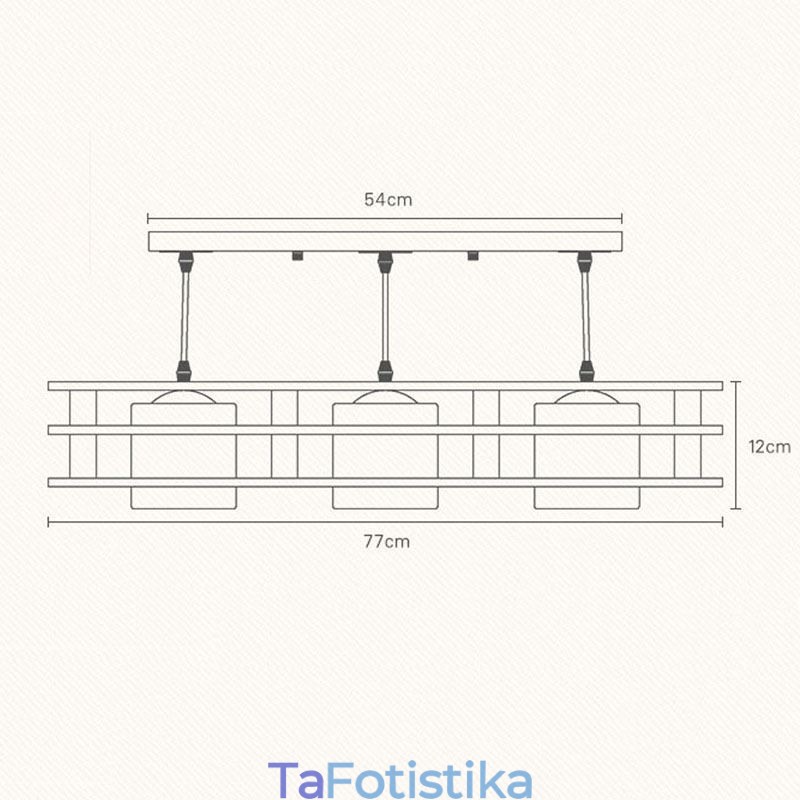 Creative 3 Lights Δρύινο κρεμαστό φωτιστικό Διακοσμητικό Ξύλινο Φωτιστικό Οροφής Cafe
