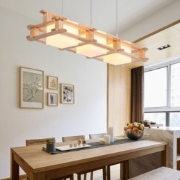 Creative 3 Lights Δρύινο κρεμαστό φωτιστικό Διακοσμητικό Ξύλινο Φωτιστικό Οροφής Cafe