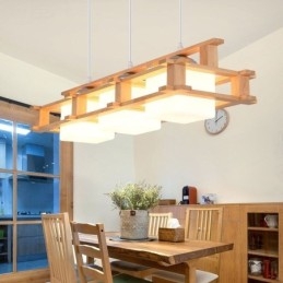 Creative 3 Lights Δρύινο κρεμαστό φωτιστικό Διακοσμητικό Ξύλινο Φωτιστικό Οροφής Cafe