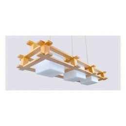 Creative 3 Lights Δρύινο κρεμαστό φωτιστικό Διακοσμητικό Ξύλινο Φωτιστικό Οροφής Cafe