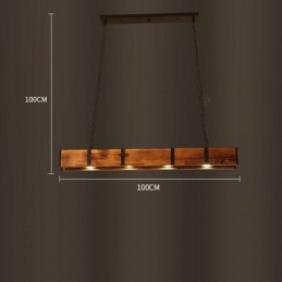 Κρεμαστό Φωτιστικό Industrial Style Ορθογώνιο Ξύλινο Φωτιστικό Οροφής Island