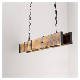 Κρεμαστό Φωτιστικό Industrial Style Ορθογώνιο Ξύλινο Φωτιστικό Οροφής Island