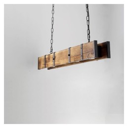 Κρεμαστό Φωτιστικό Industrial Style Ορθογώνιο Ξύλινο Φωτιστικό Οροφής Island