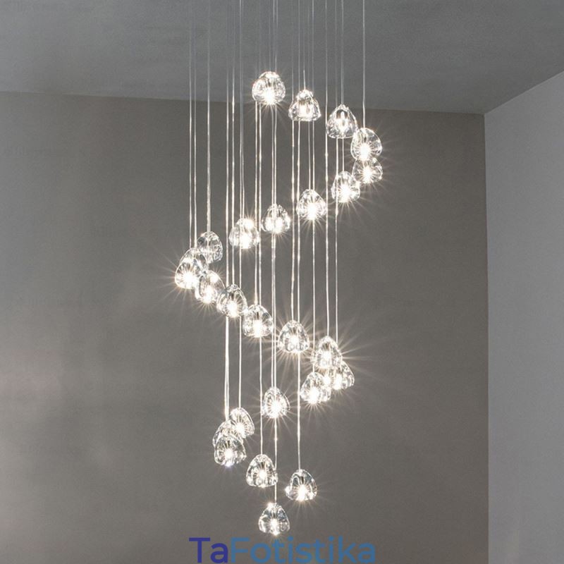 Μοντέρνο Crystal Cluster κρεμαστό φως Μοναδικό κρυστάλλινο φωτιστικό απόχρωση Duplex Σκάλα