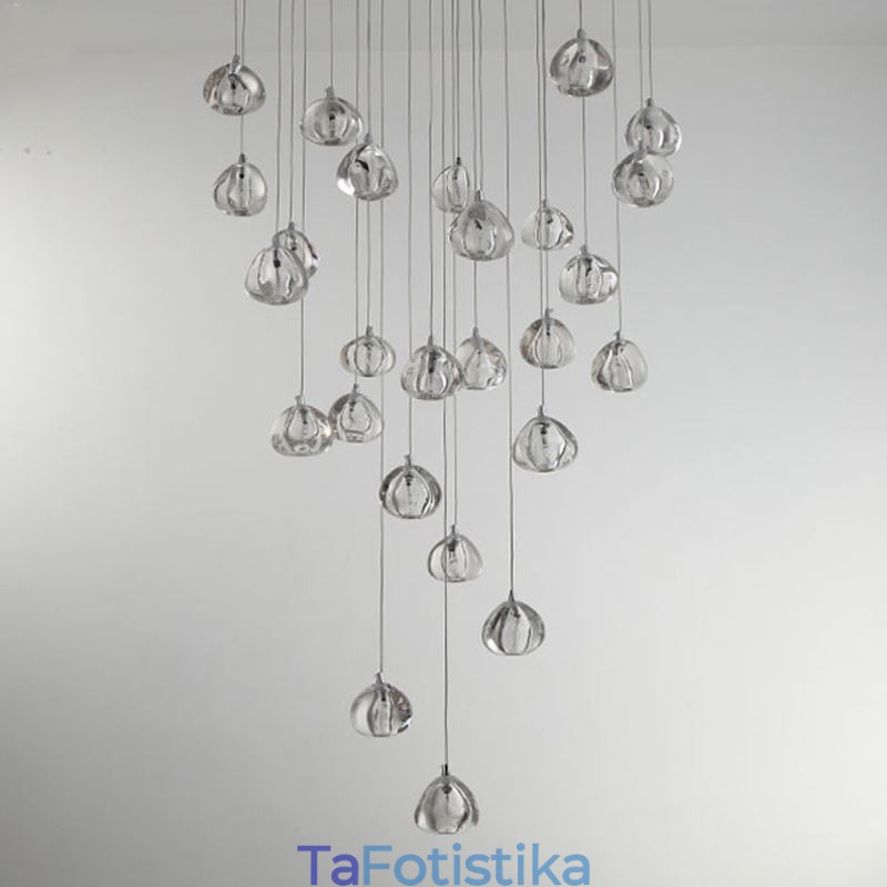 Μοντέρνο Crystal Cluster κρεμαστό φως Μοναδικό κρυστάλλινο φωτιστικό απόχρωση Duplex Σκάλα