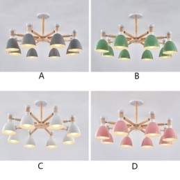 Κρεμαστό φως Nordic Macaron Creative Wood Chandelier