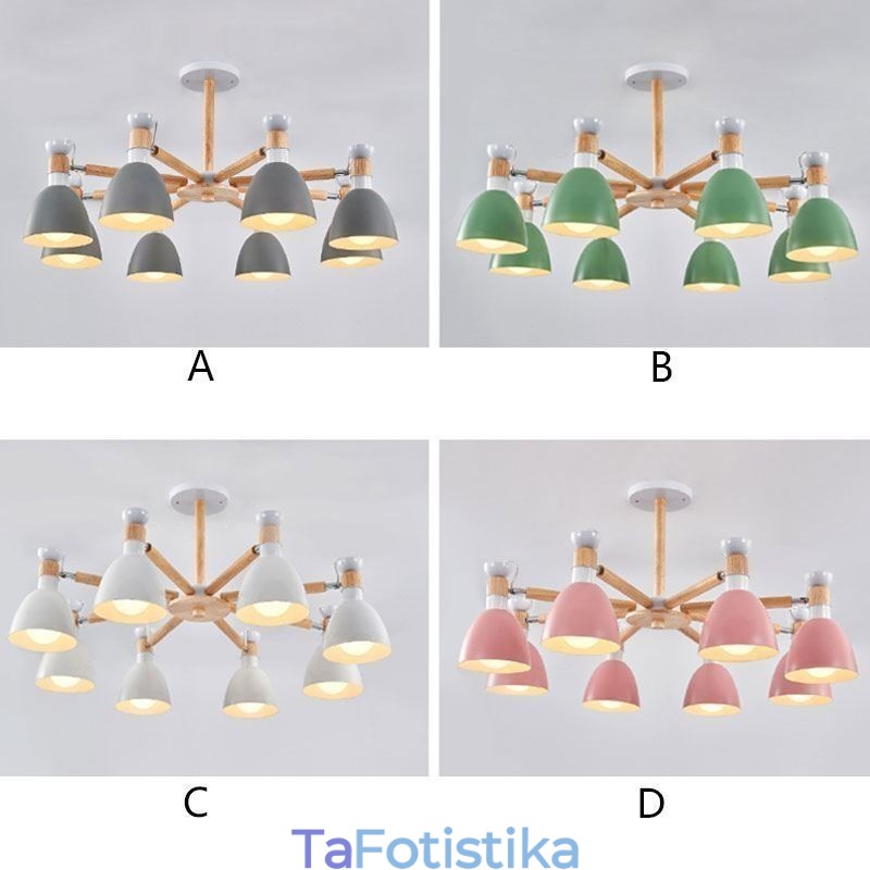 Κρεμαστό φως Nordic Macaron Creative Wood Chandelier