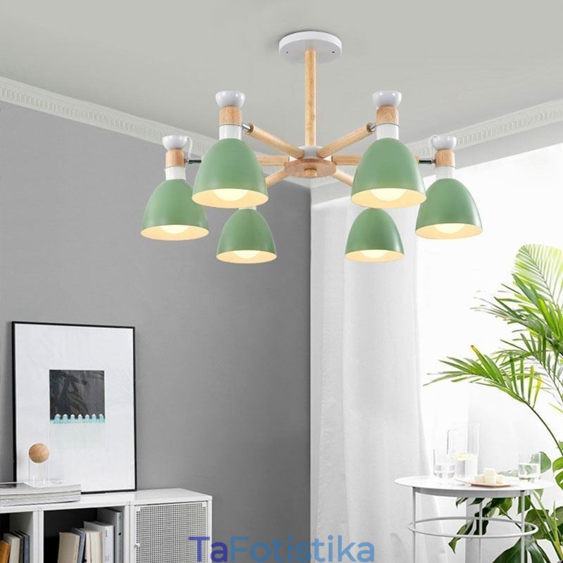 Κρεμαστό φως Nordic Macaron Creative Wood Chandelier