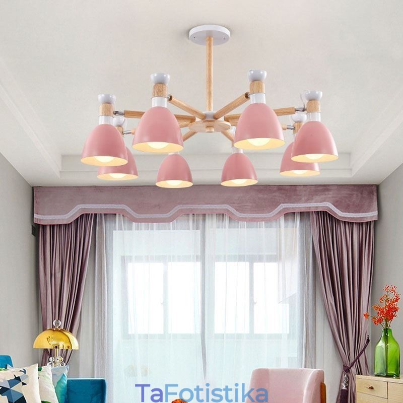Κρεμαστό φως Nordic Macaron Creative Wood Chandelier
