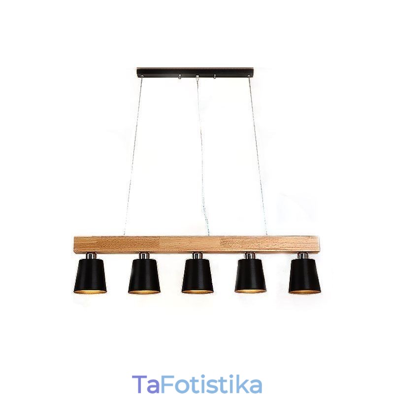 Πολυέλαιος Nordic Wood Μοναδικό ίσιο κρεμαστό φως Cafe
