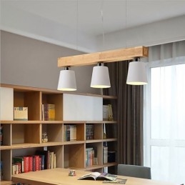 Πολυέλαιος Nordic Wood Μοναδικό ίσιο κρεμαστό φως Cafe