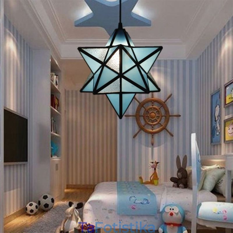 Ευρωπαϊκό κρεμαστό φωτιστικό από βιτρό Creative Star κρεμαστό φωτιστικό