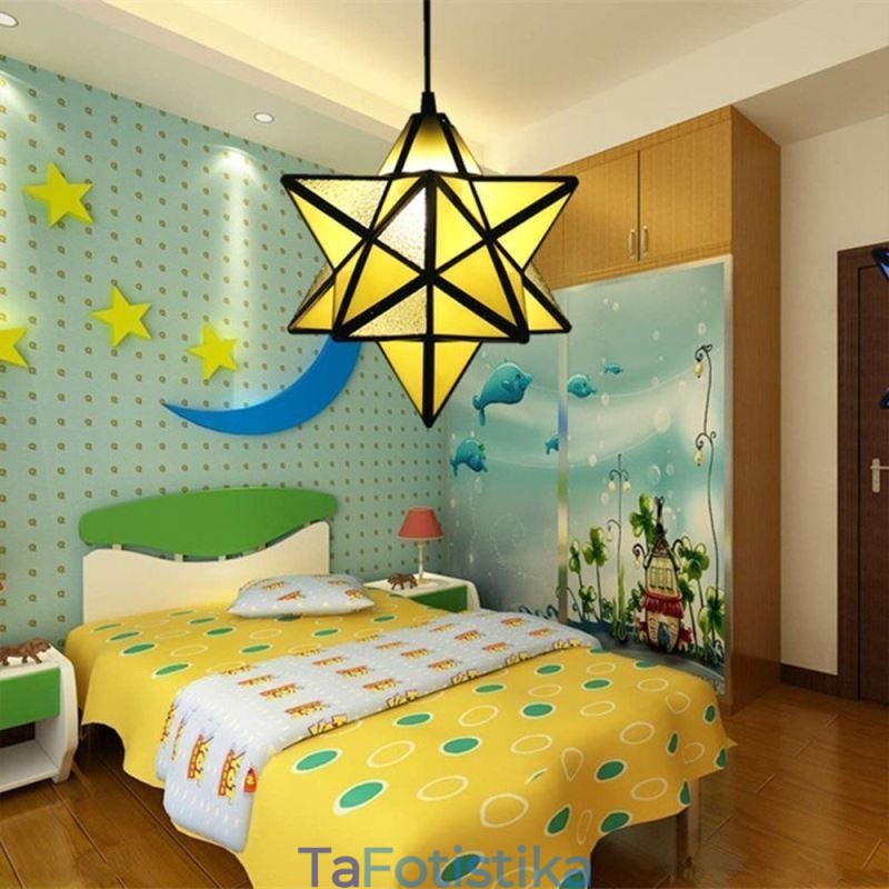 Ευρωπαϊκό κρεμαστό φωτιστικό από βιτρό Creative Star κρεμαστό φωτιστικό