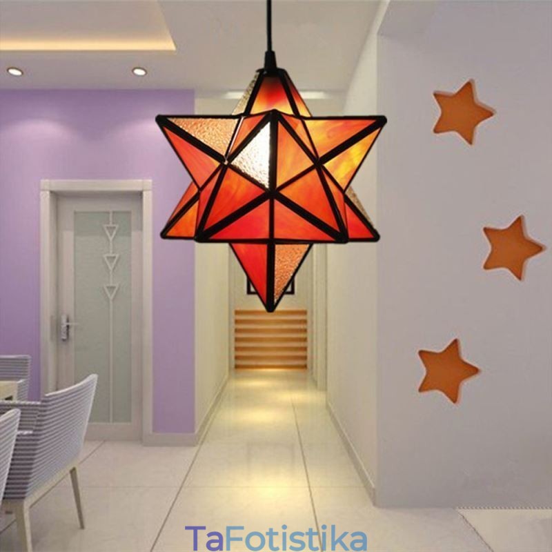 Ευρωπαϊκό κρεμαστό φωτιστικό από βιτρό Creative Star κρεμαστό φωτιστικό