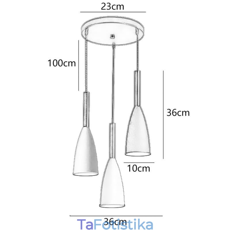 Μοντέρνο απλό κρεμαστό φωτιστικό Tri Lights Creative Art Light Fixture Cafe από αλουμίνιο