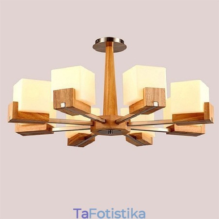 Πολυέλαιος αμπαζούρ με κρεμαστό ξύλο Nordic Wood Light Glass Πολυέλαιος αμπαζούρ με κρεμαστό ξύλο Nordic Wood Light Glass