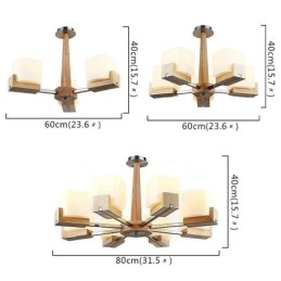 Πολυέλαιος αμπαζούρ με κρεμαστό ξύλο Nordic Wood Light Glass