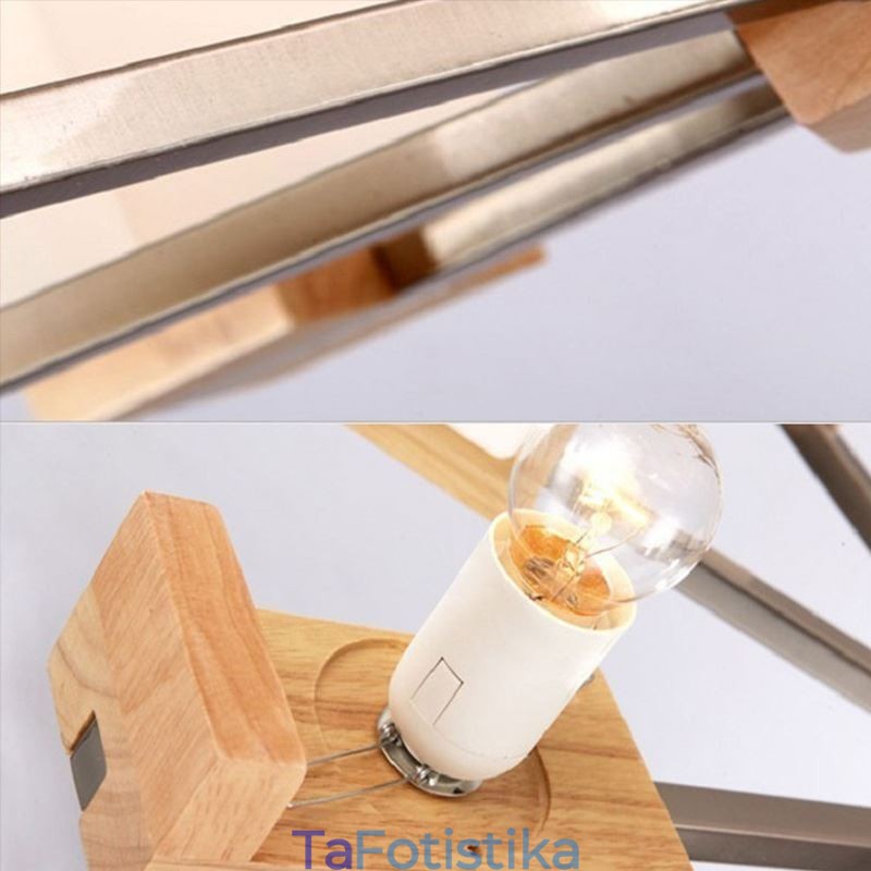 Πολυέλαιος αμπαζούρ με κρεμαστό ξύλο Nordic Wood Light Glass
